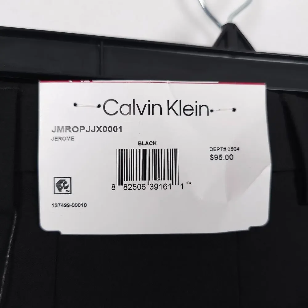 Calvin Klein Mens Slim Fit Dress Pants 35x30 Black Solid Stretch Micro Twill NWT